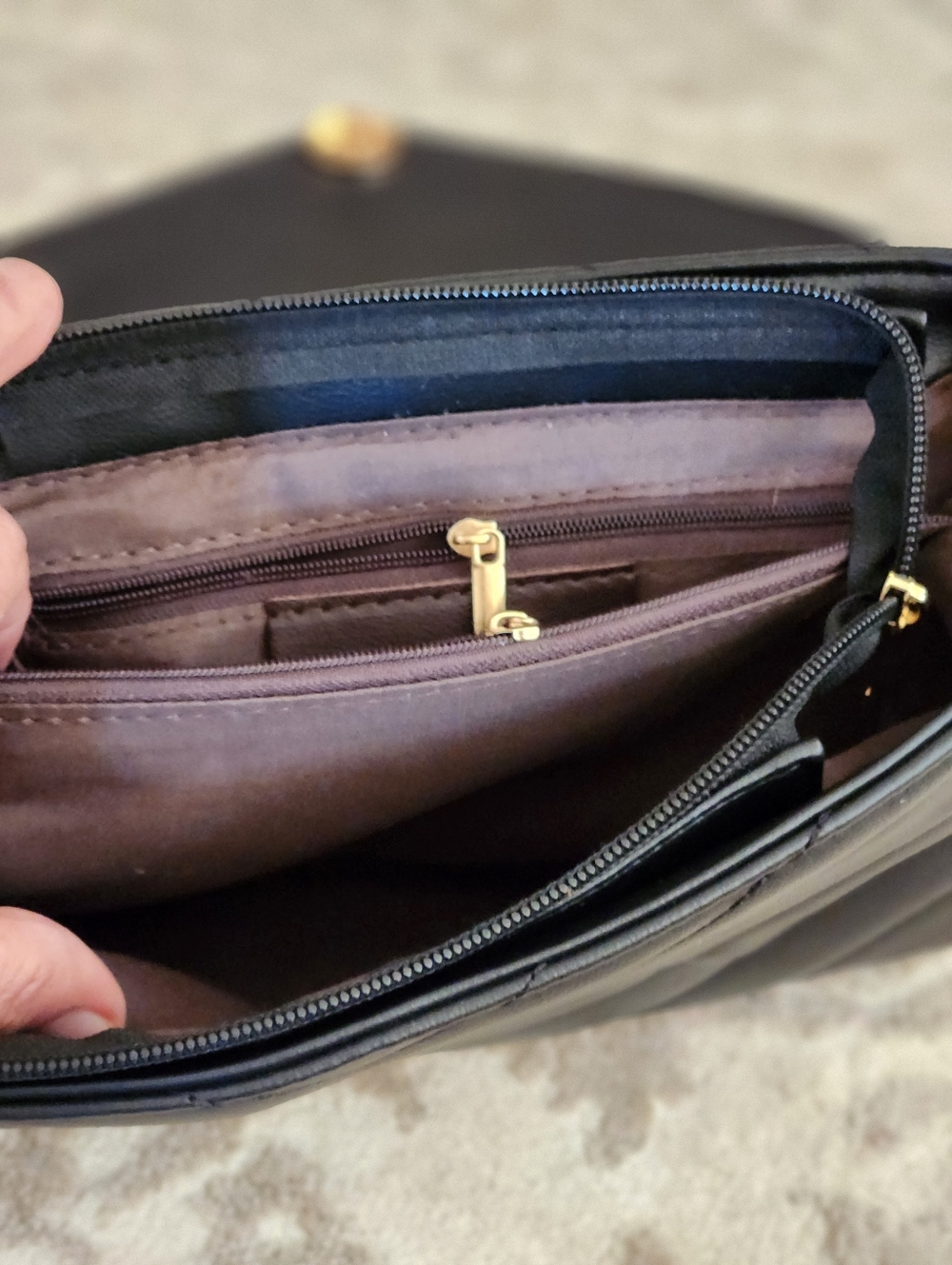 Saint Laurent Black Quilted Chevron Leather Crossbody with Gold YSL - Picture 3 of 4